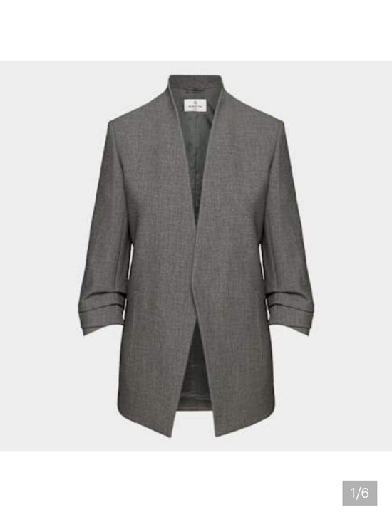 Babaton Jackets & Blazers - Babaton Grey Open-Front Textured Blazer